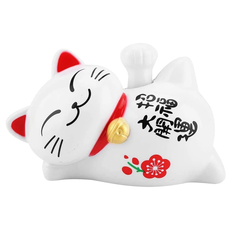 Car Decoration Lucky Cat Solar Lucky Cat Symbol Of Wealth Cute Lucky Accessories Home Office Decoration 11X7cm