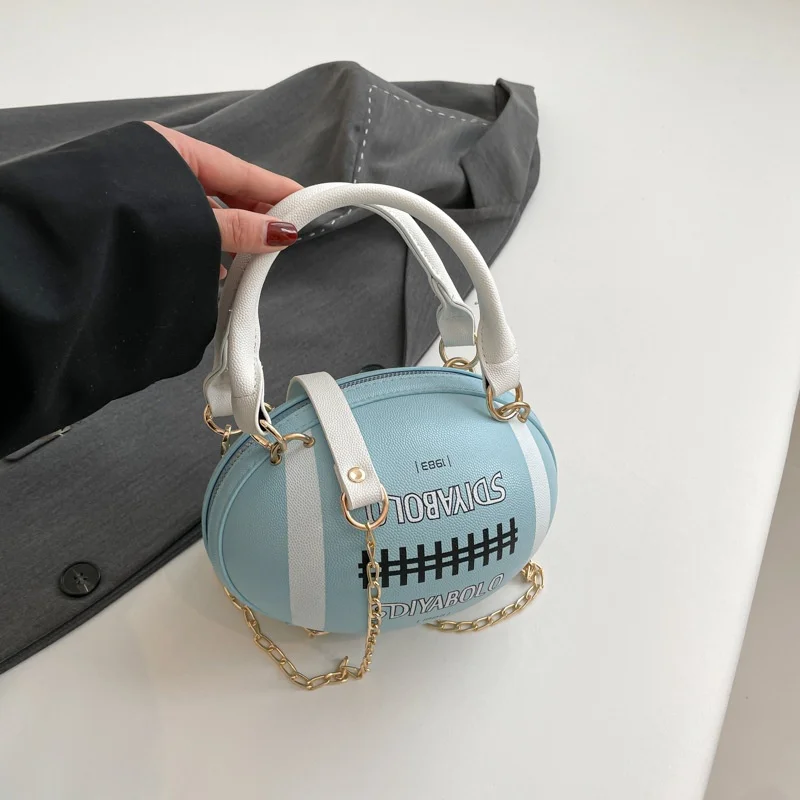 Women's Fashion American Football Style Crossbody Bag Rugby Style Shoulder Purse Designer Ball Novelty Handbag for Girls