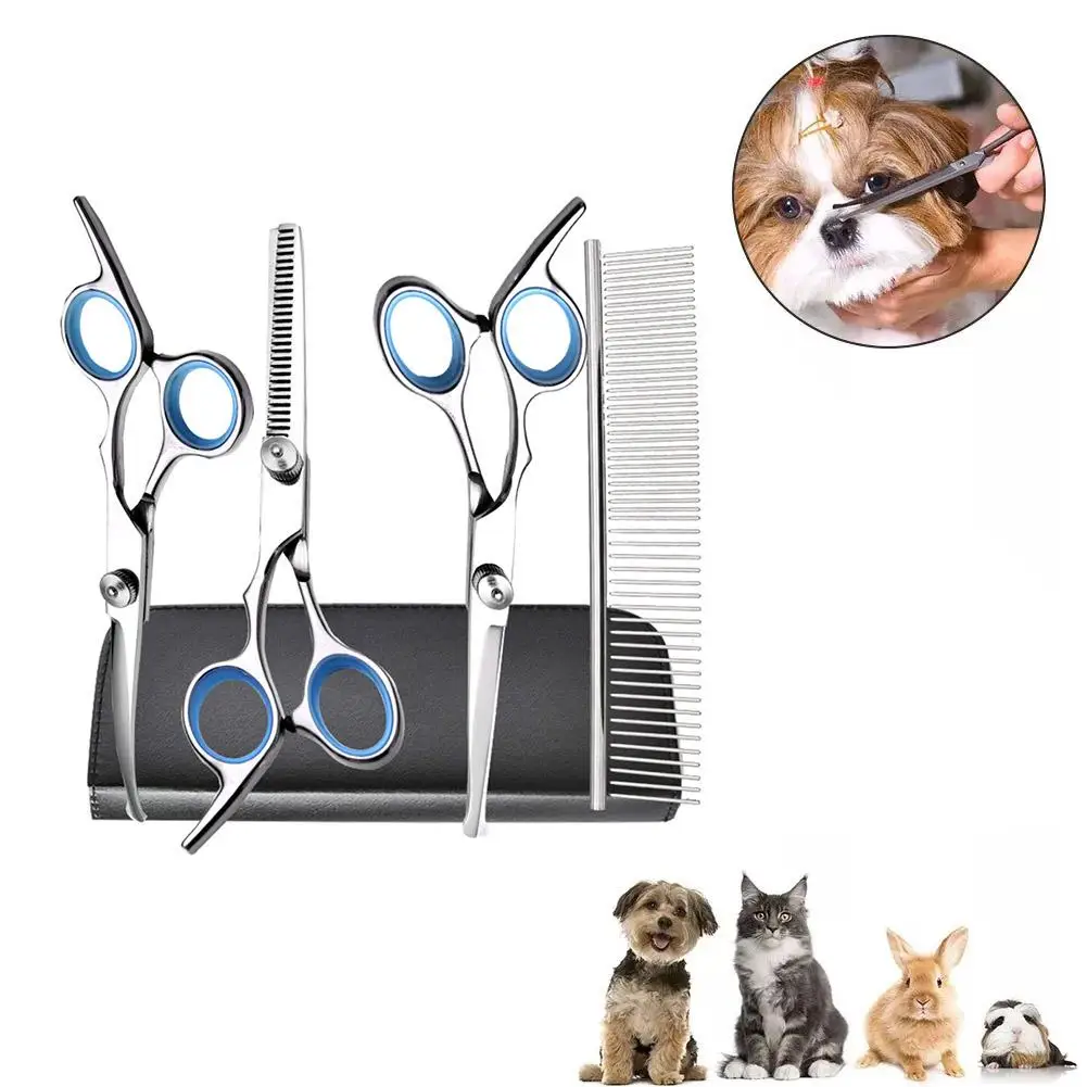 Safe And Precise Professional Pet Grooming Scissors Dog Kit Professional Grade Round Hair Shears Stainless Steel With Head U5P2