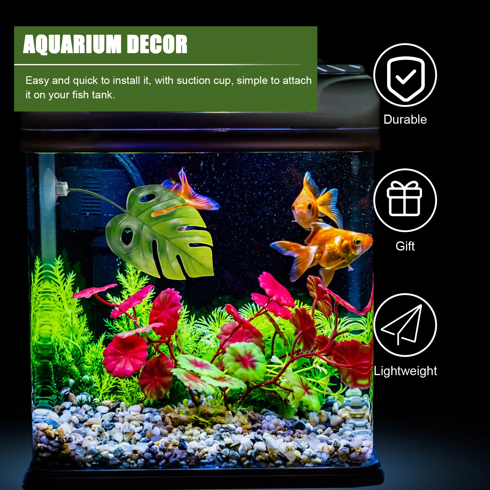 

6pcs Simulation Leaf Decor Wear-Resistant Betta Hammock Sucker Artificial Leaf For Aquarium Fish Tank Decorative Aquatic