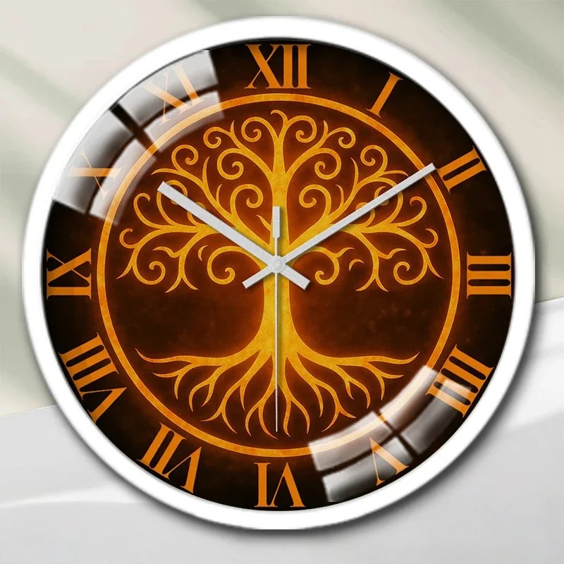 Tree Of Life Cartoon Round Silent Hanging Wall Clock,Suitable For Living Room,School,Study Room,Bedroom,Children's Gift
