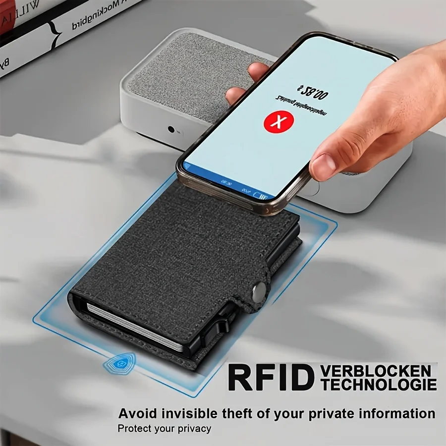 2025 New Fashion True Pickup Bag Automatic Pop up Metal Wallet RFID Anti theft Brush Large Capacity Card Clip for Men and Women