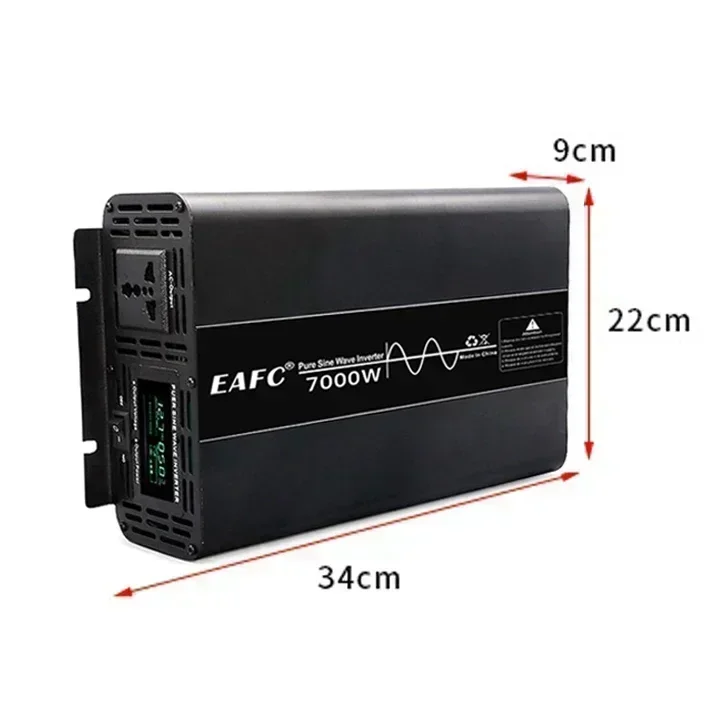 อินเวอร์เตอร์คลื่นไซน์บริสุทธิ์ 4000W 5000W 7000W แปลงไฟ DC 12V เป็น AC 110V/220V ความถี่ 50HZ สำหรับรถยนต์พลังงานแสงอาทิตย์