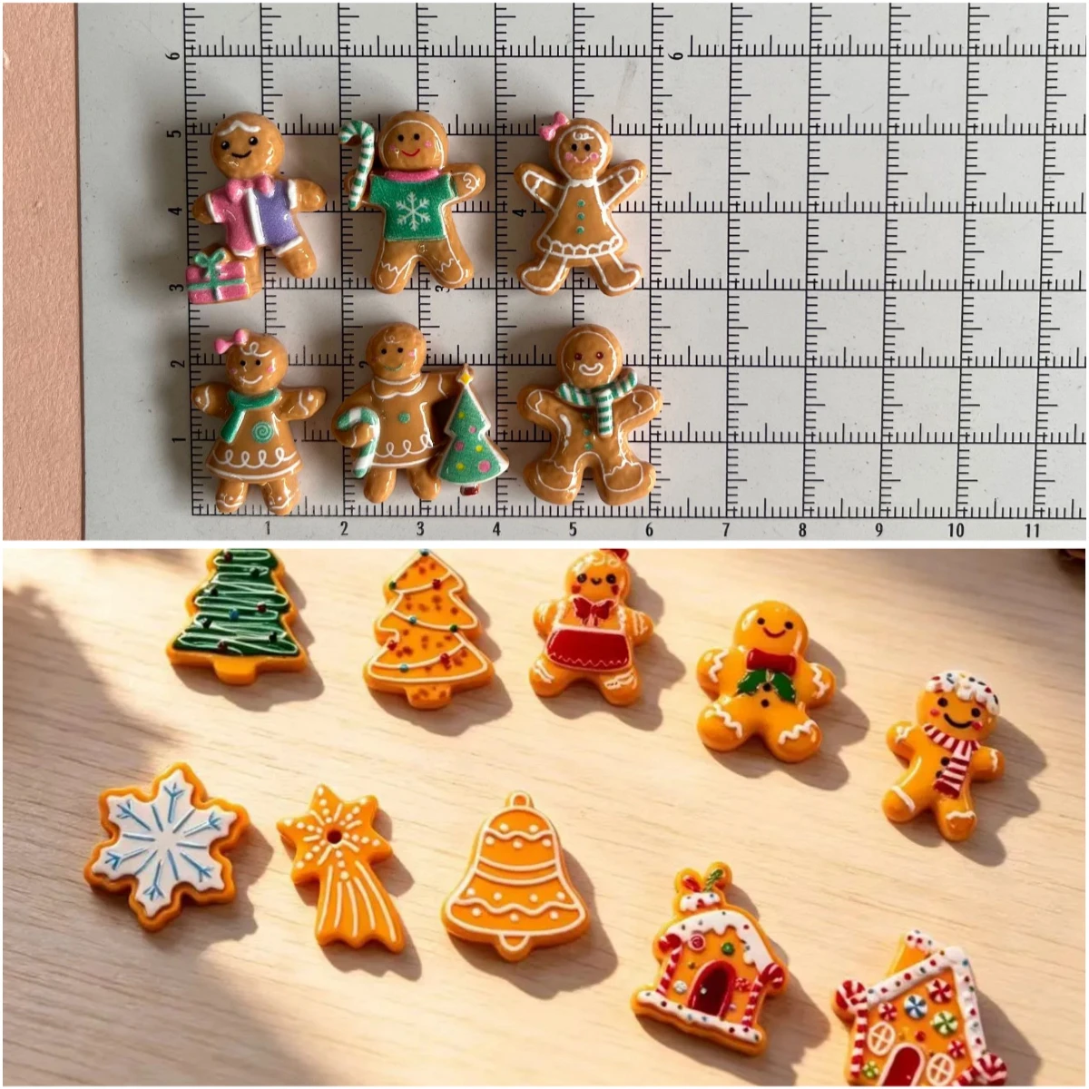 100pcs Cute Christmas Biscuits Flatback Resin Cabochon DIY Accessories Simulation Food Play Miniature Scene Micro Landscape
