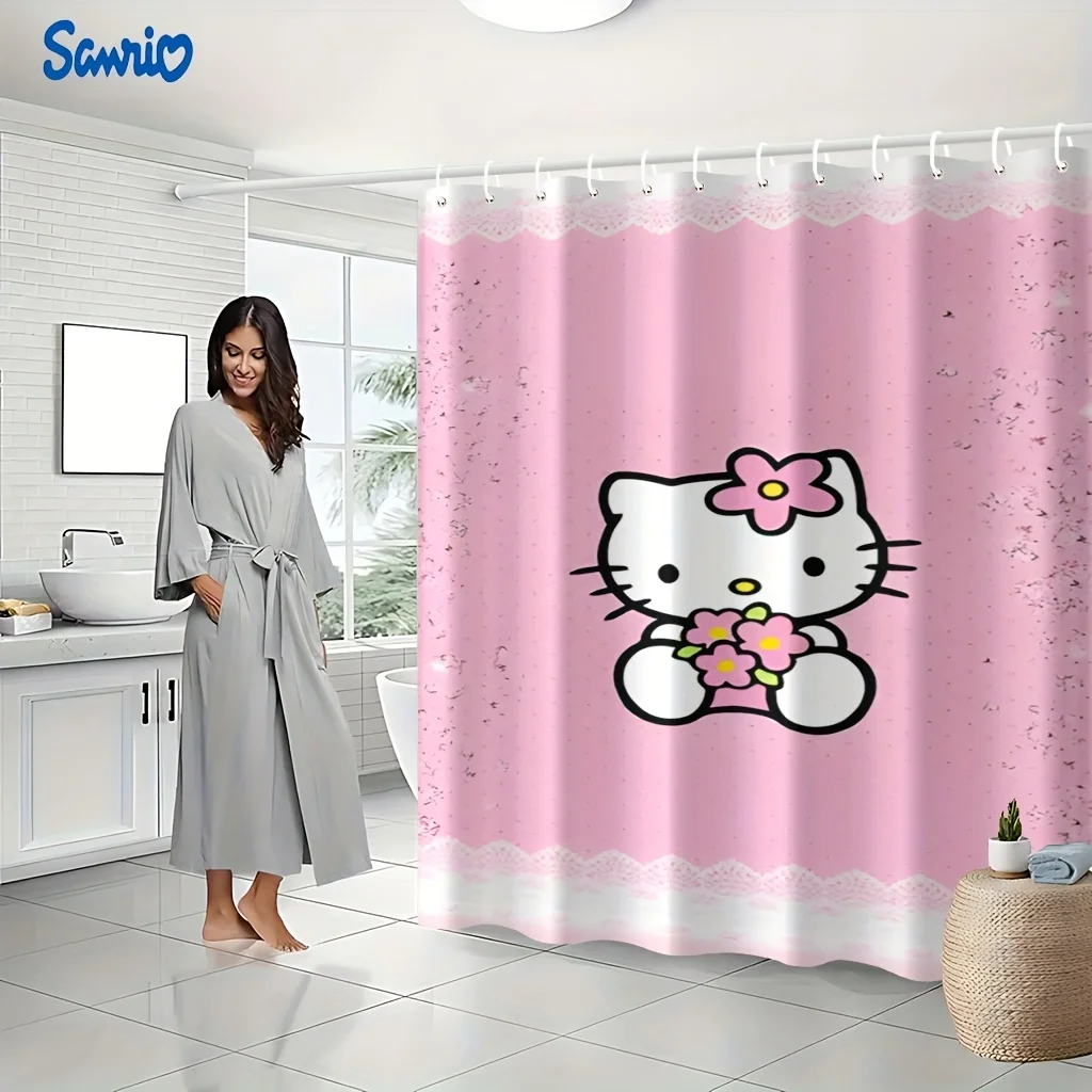

Sanrio 1pc Hello Kitty Pattern Printed Shower Curtain, Durable Material, Suitable for Home Bathroom/Hotel Restroom/Dorm Partit