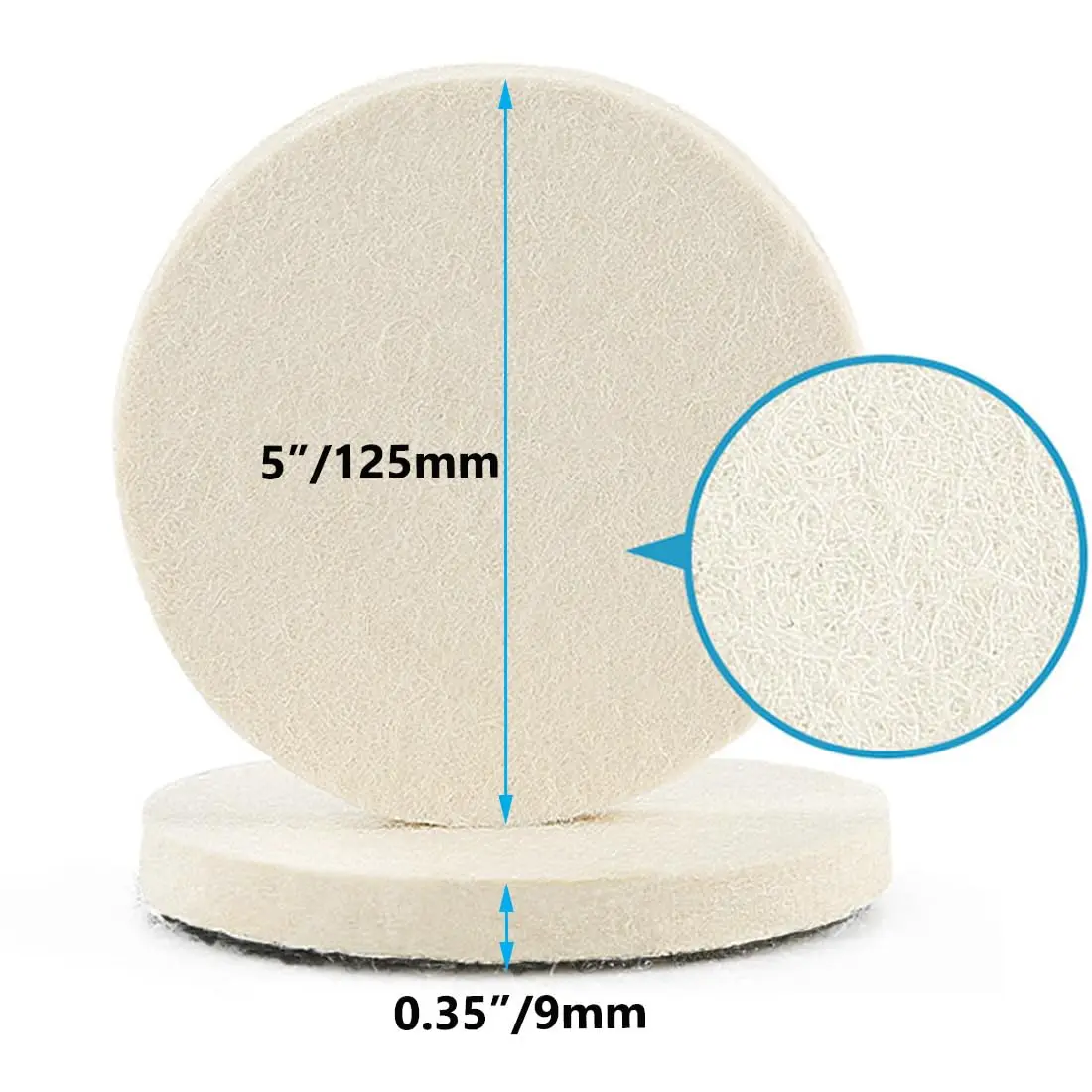 3/4/5 Zoll Wollfilz-Polierpads-Set 5/7 Stück mit Klett-Schleifpad M10-Adapter zum Polieren, Schleifen und Wachsen von Autos – Detail 4
