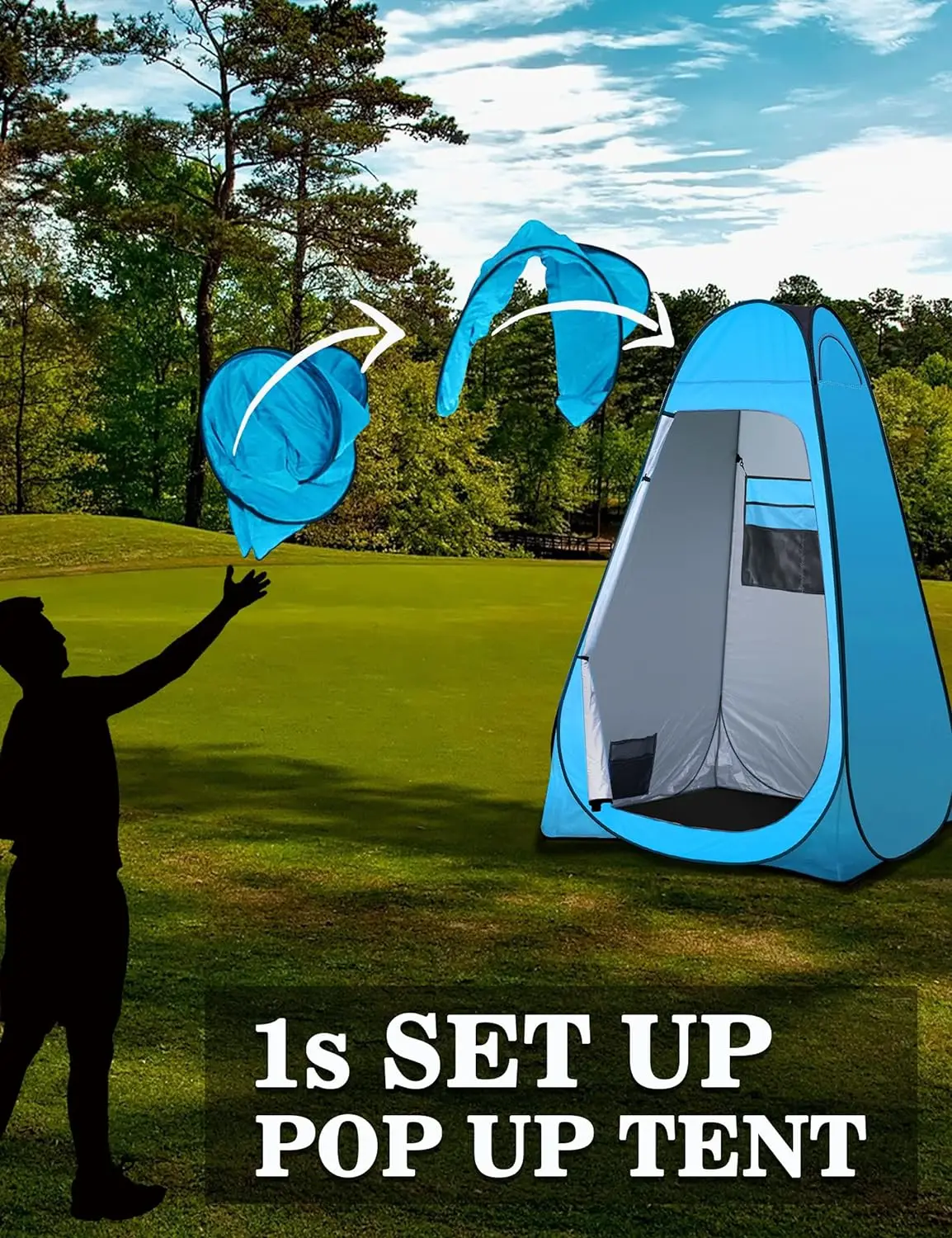 Carpa de ducha impermeable para exteriores, plegable, portátil, para cambiarse de ropa, ligera, transpirable, para acampar, hacer senderismo, viajar, playa, inodoro y baño