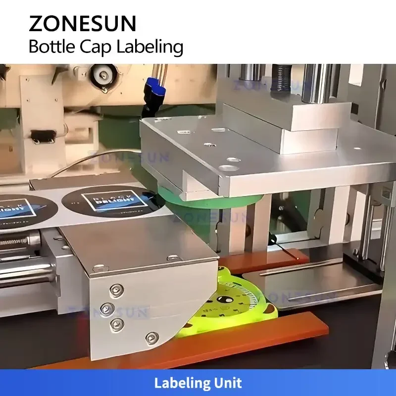 ZONESUN ZS-TB180D Automatic Top Bottle Cap Labeling Machine Flat Surface Sticker Labeler