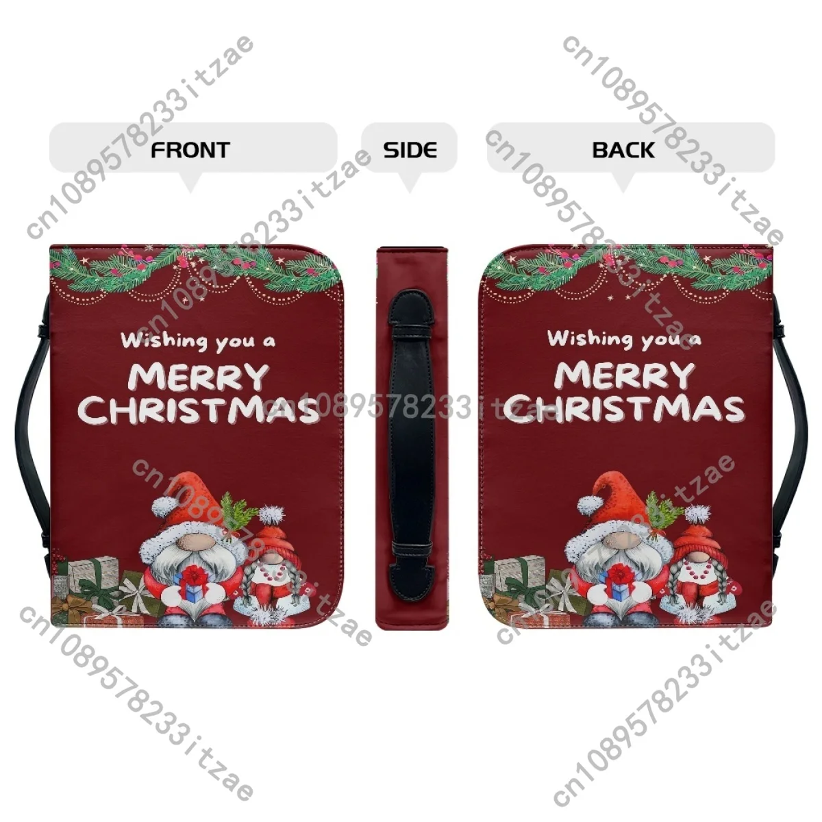 2024 عيد الميلاد الكتاب المقدس حقيبة سانتا كلوز نمط المرأة الكتاب المقدس غطاء حالة الكتاب المقدس تخزين أكياس السيدات سستة مقبض حقيبة يد الهدايا
