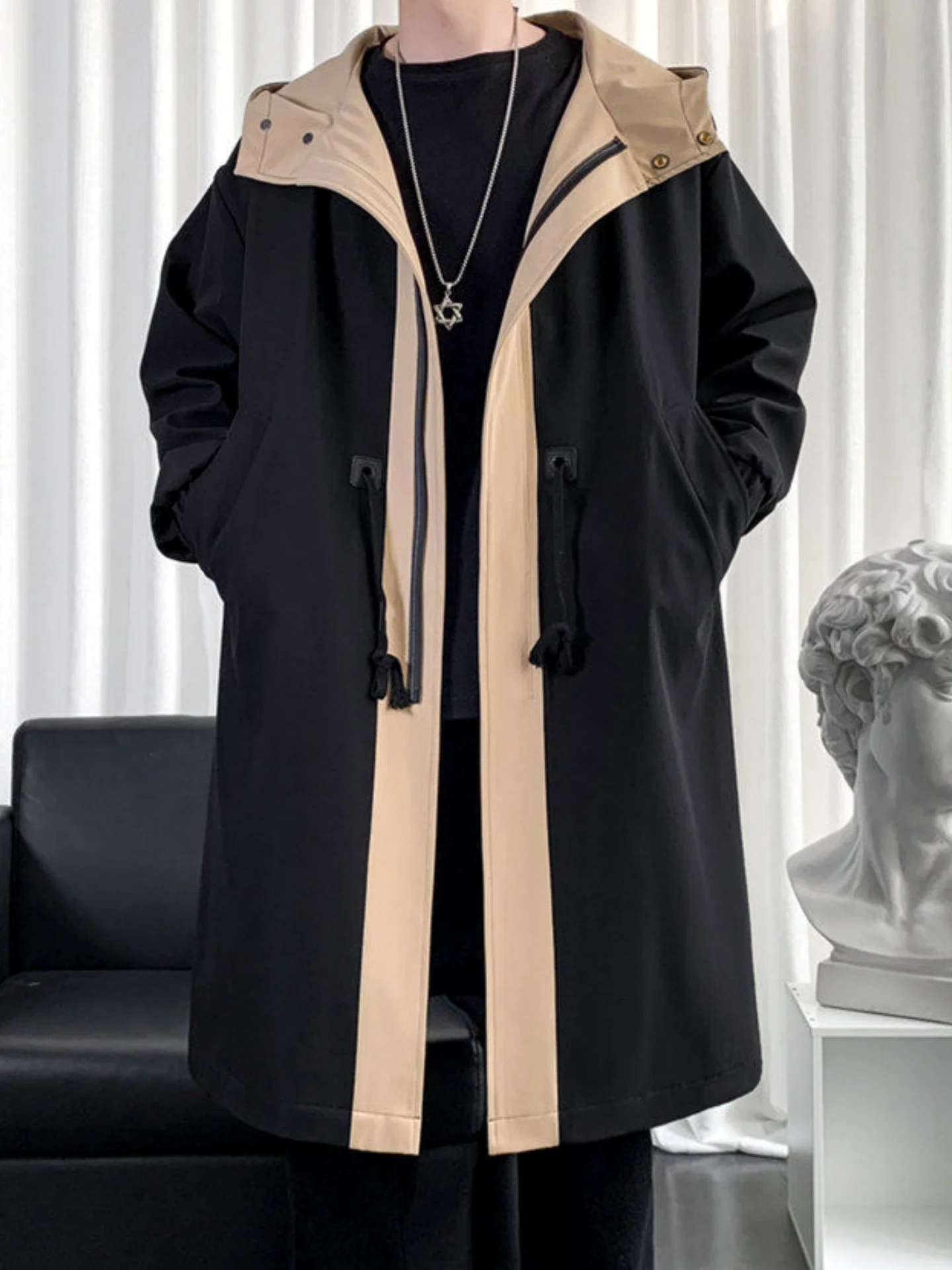 

Мужское демисезонное повседневное пальто средней длины в британском стиле, ветровка большого размера, молодежная модная модель для активного отдыха, путешествий и поездок на работу