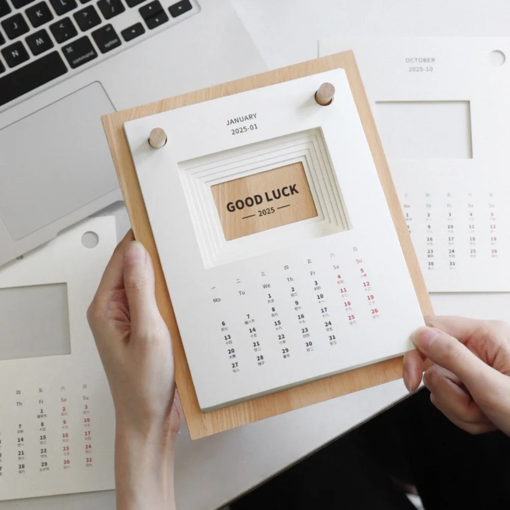 

2025 Year of The Snake Standing Desk Calendar Creative Wooden/Acrylic Daily Schedule Planner DIY New Year Gift