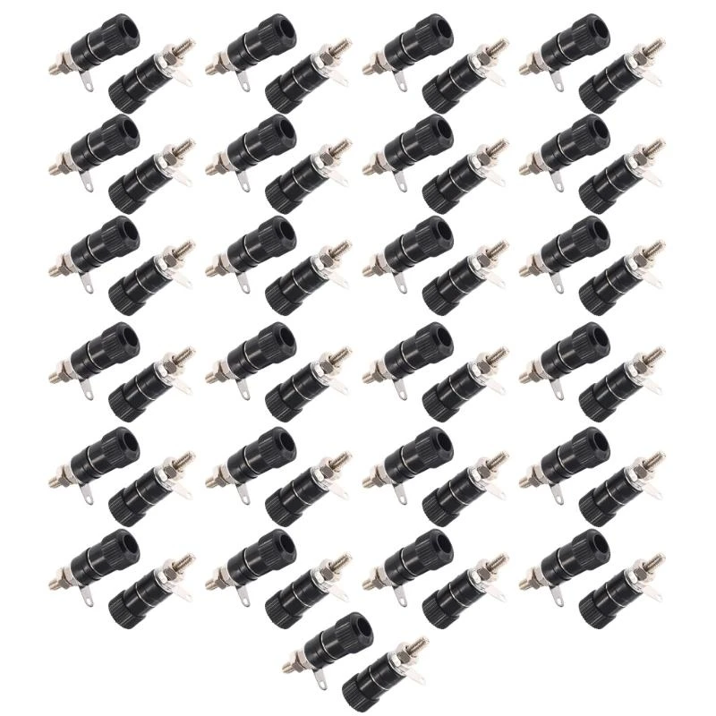652F 50Pcs 4mm Banana Plugs Socket Connectors Amplifier Speakers Binding Posts Terminals Electrical Connectors Terminals