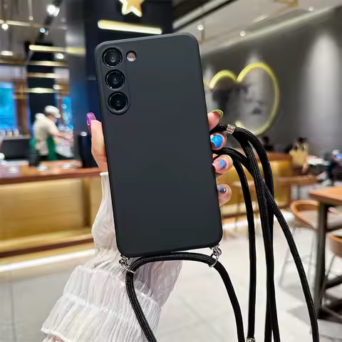 Crossbody Adjustable Lanyard Case For Samsung Galaxy S25 Edge S24 S23 S22 S21 Ultra Plus S20 FE Silicone Soft TPU Cover