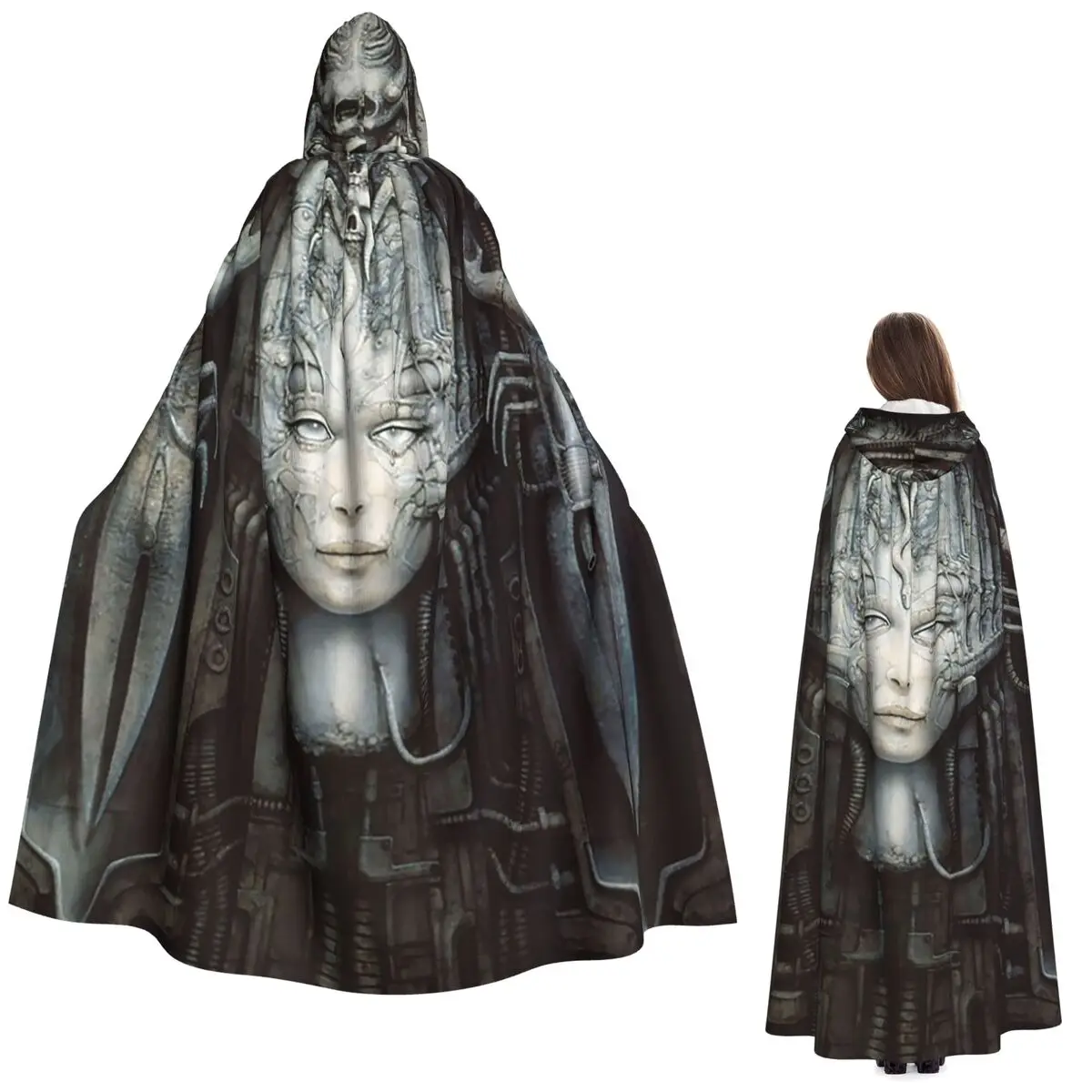 

Hr Giger - Li - Painting Long Hooded Cloak Witch Medieval Costume Cosplay Cape HalloweenVampire Adult Unisex