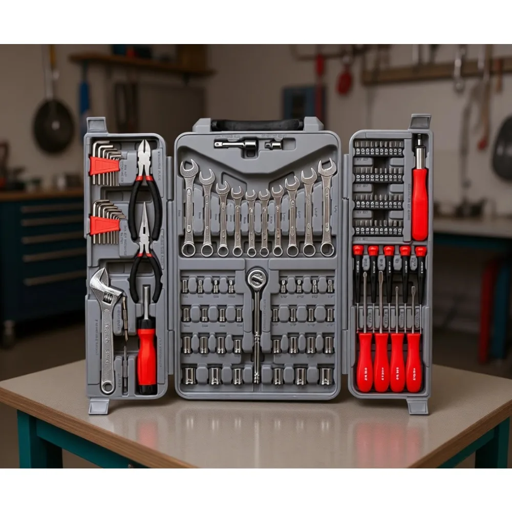 

Набор из 123 предметов: торцевые ключи с кейсом для хранения, для авторемонта и домашнего использования