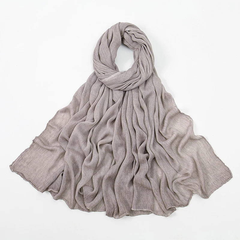 Hijab de rayón arrugado a la moda para mujer, bufanda musulmana, chal, pañuelo liso para la cabeza, turbante islámico liso de talla grande, diademas, Foulard