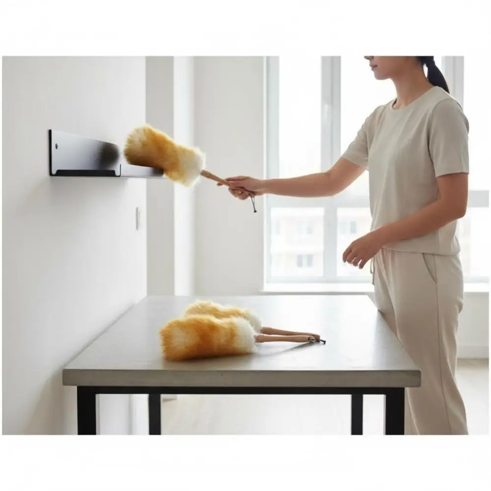 Washable Wool Duster Soft Brush Anti Static Multipurpose Cleaning Tools Lightweight Long Handle Dust Duster Household Cleaning