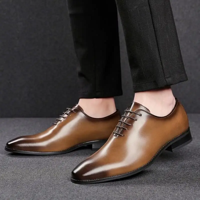 Zapatos de piel de vaca de gran tamaño para hombre, suelas de costura de espuma viscoelástica, zapatos de vestir de negocios, zapatos de cuero