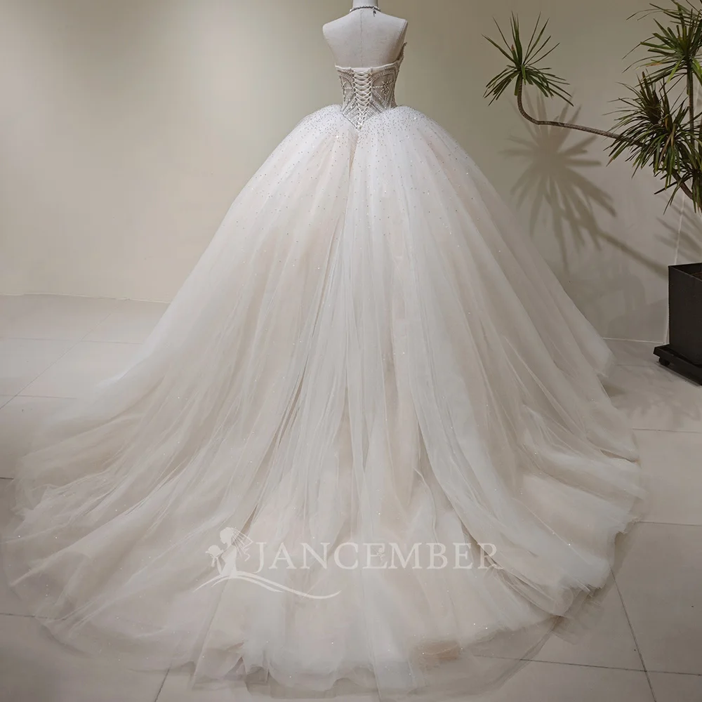 Popular Design Wedding Dress 2026 Elegant Wedding Floor-Length Sequins Customized Strapless Lace vestidos de novia boda