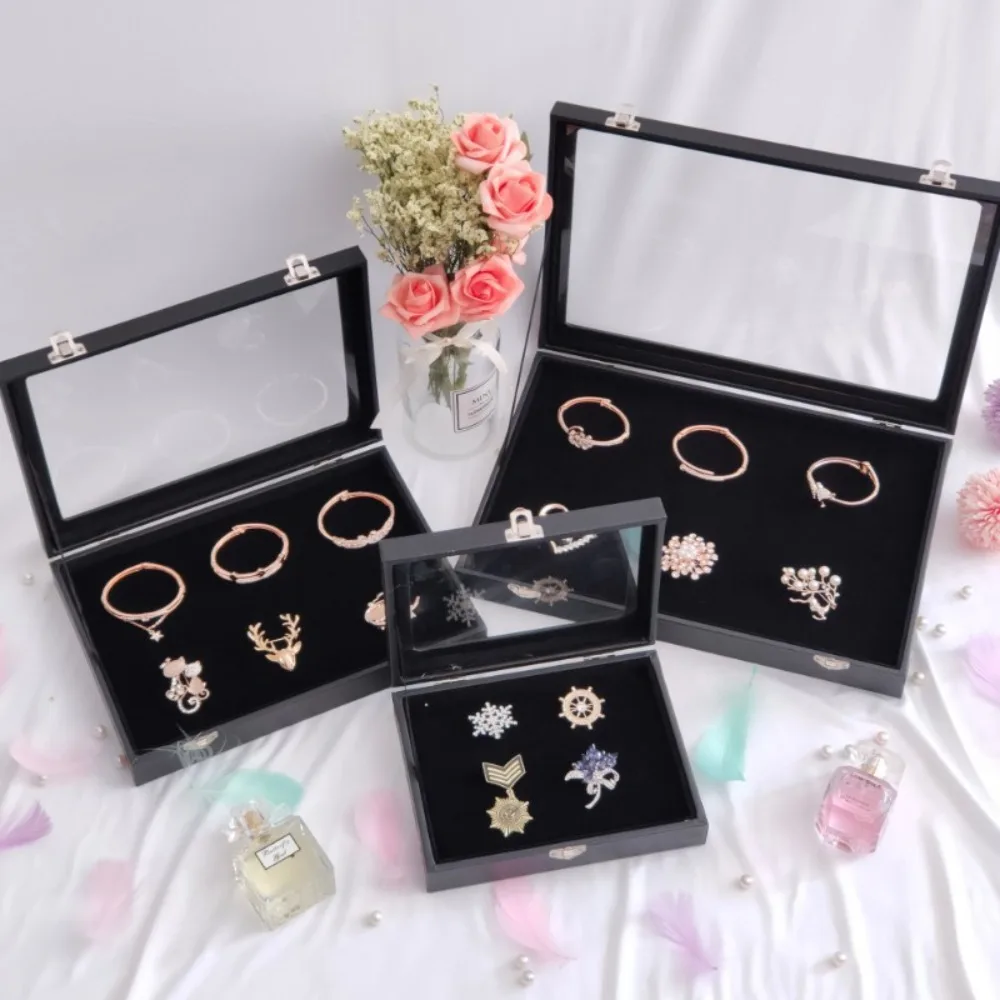 Pin Display Case Badge Storage Box Transparent Dustproof Pin Shadow Box For Military Medal Pu Leather Jewelry Case