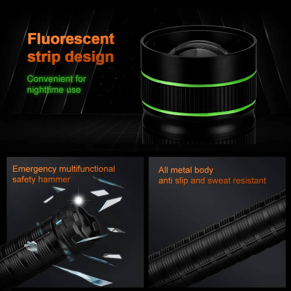 Super Bright Spotlight Long Range LED Flashlight With 26800 Parallel Battery Rechargeable Lamp Tactical Torch Waterproof Lantern