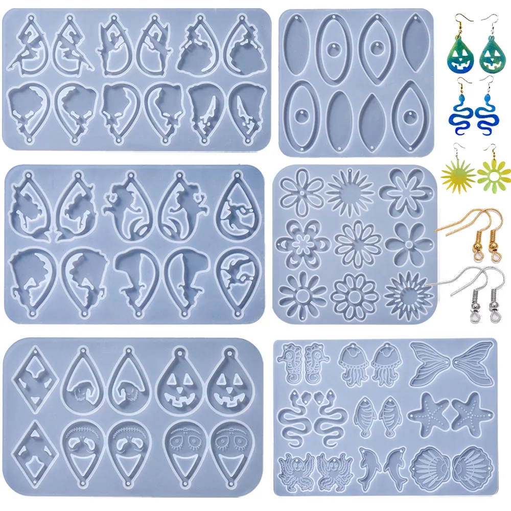 Earring Pendant Silicone Mold Flower DIY UV Epoxy Resin Mould Jewelry Making Tools Necklace Keychain Handmade Crafts