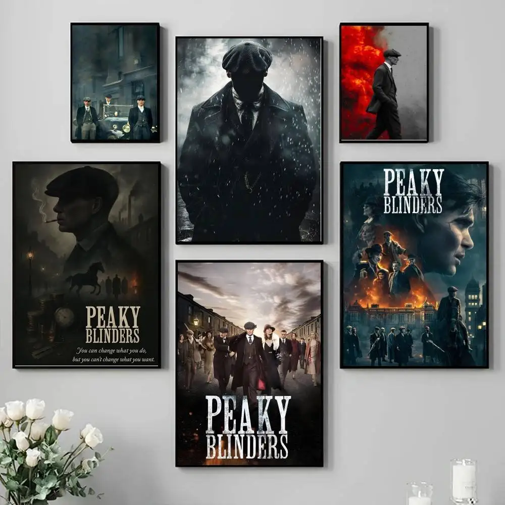 Cool P-Peaky Blinders TV Poster Self-adhesive Art Waterproof Paper Sticker Coffee House Bar Room Wall Decor