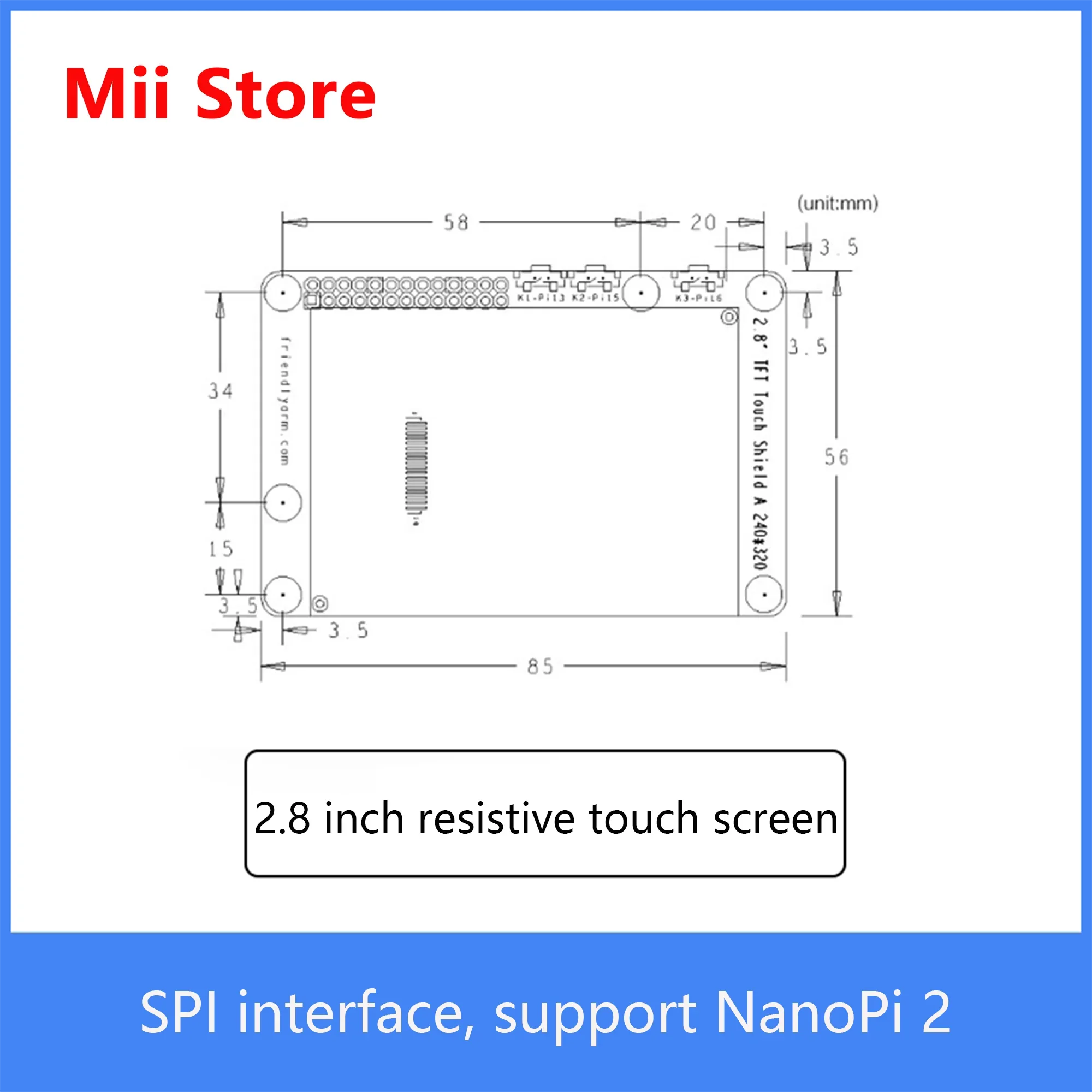NanoPi  2.8Inch Resistive Touch Screen