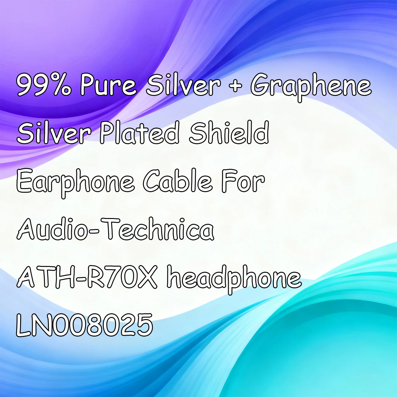 99% Pure Silver + Graphene Silver Plated Shield Earphone Cable For Audio-Technica ATH-R70X headphone LN008025