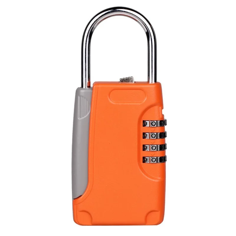 Padlock Key Lock Box Small Combination House-Outside Black Weatherproof 4 Digit Code Keys Safe Storage For Realtor Contractor