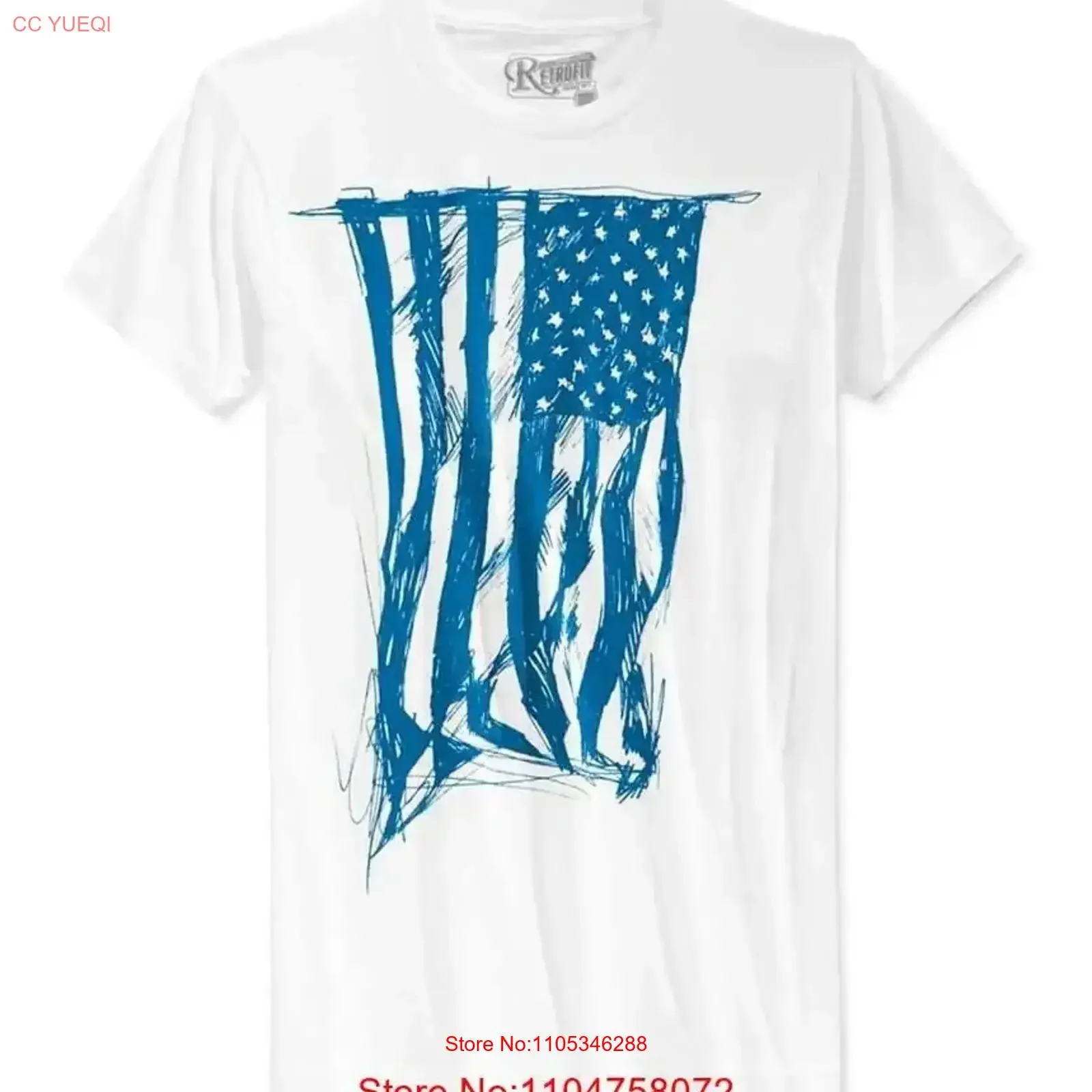 Retrofit Herren-Flaggen-T-Shirt, Weiß, Größe S, Vintage, gewaschen, leicht dehnbar, stilvolles Grafikdesign, vielseitig, weich, modisch, Vintage