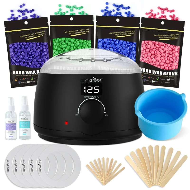 Hair Removal Electronic Wax Warmer Depilatory Wax Heater Machine Heater with Beans Applicator Sticks Waxing Kit