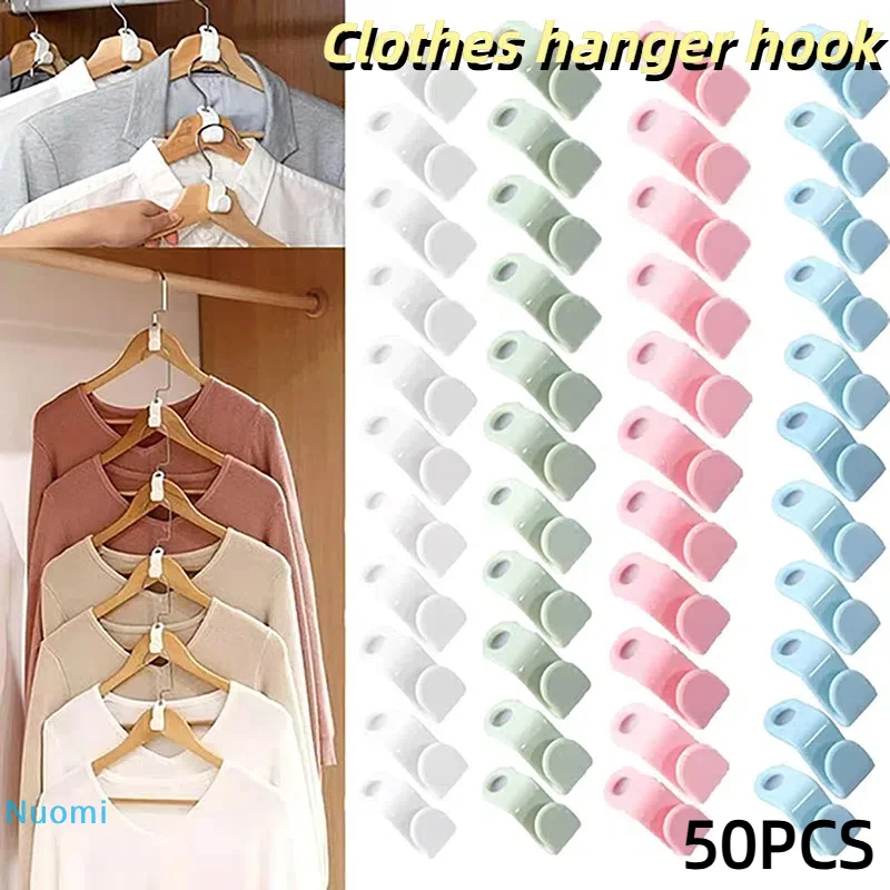 

50Pcs Clothes hanger hook Plastic Space Saving Connector Hooks mini Plastic Tools Multifunction Hanger Organizer Clothes Hanger