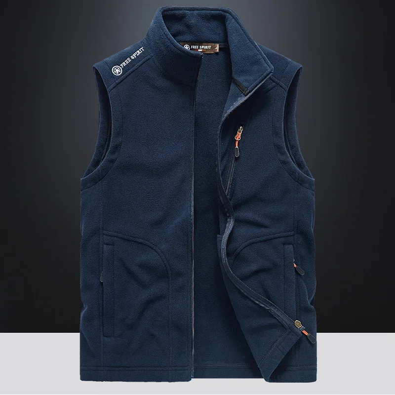 Standing Collar Vests Men\'s Autumn And Winter Warmth Double-sided Velvet Sleeveless Jacket Casual Windproof Vest Fleece Camisole