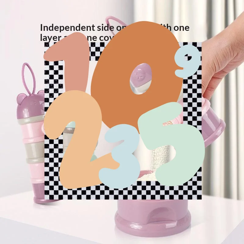 

Новая детская портативная коробка для хранения еды, 3/4 слоя, контейнер для закусок в стиле медведя, детская коробка для сухого молока, чашка для кормления ребенка