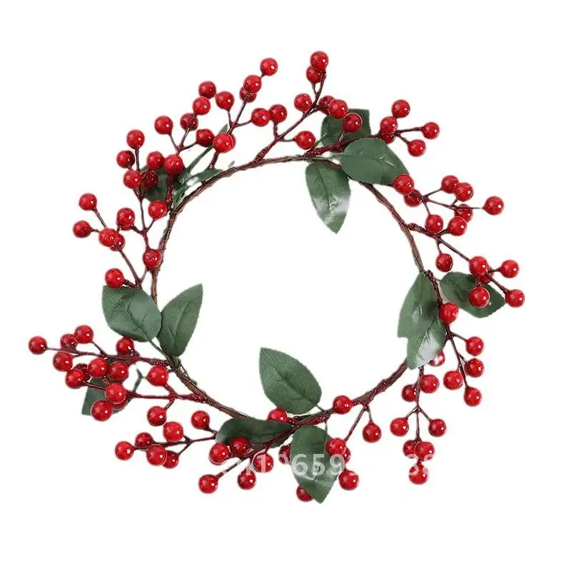 

Simulation red fruit wreath Christmas decoration supplies pine grass wreath shooting landscaping Christmas wreath
