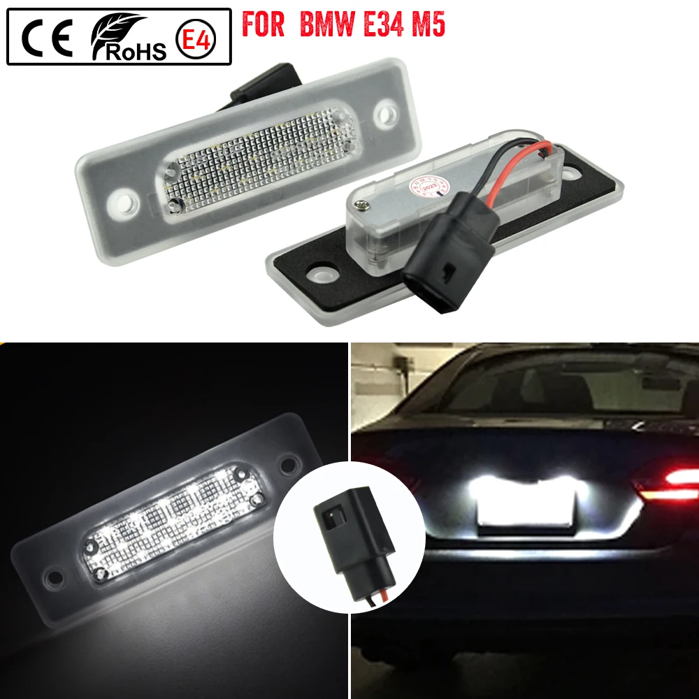 

2Pcs LED License Plate Light Number Plate Lamp For BMW 5-Series E34 M5 518i 1988-1996 7-Series E32 730i 730iL 1986-1994