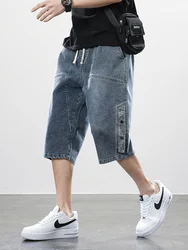 Pantalones vaqueros cortos de verano para hombre, ropa de calle de Hip Hop, pantalones cortos de mezclilla holgados, pantalones Capris rectos informales de algodón, talla grande 8XL