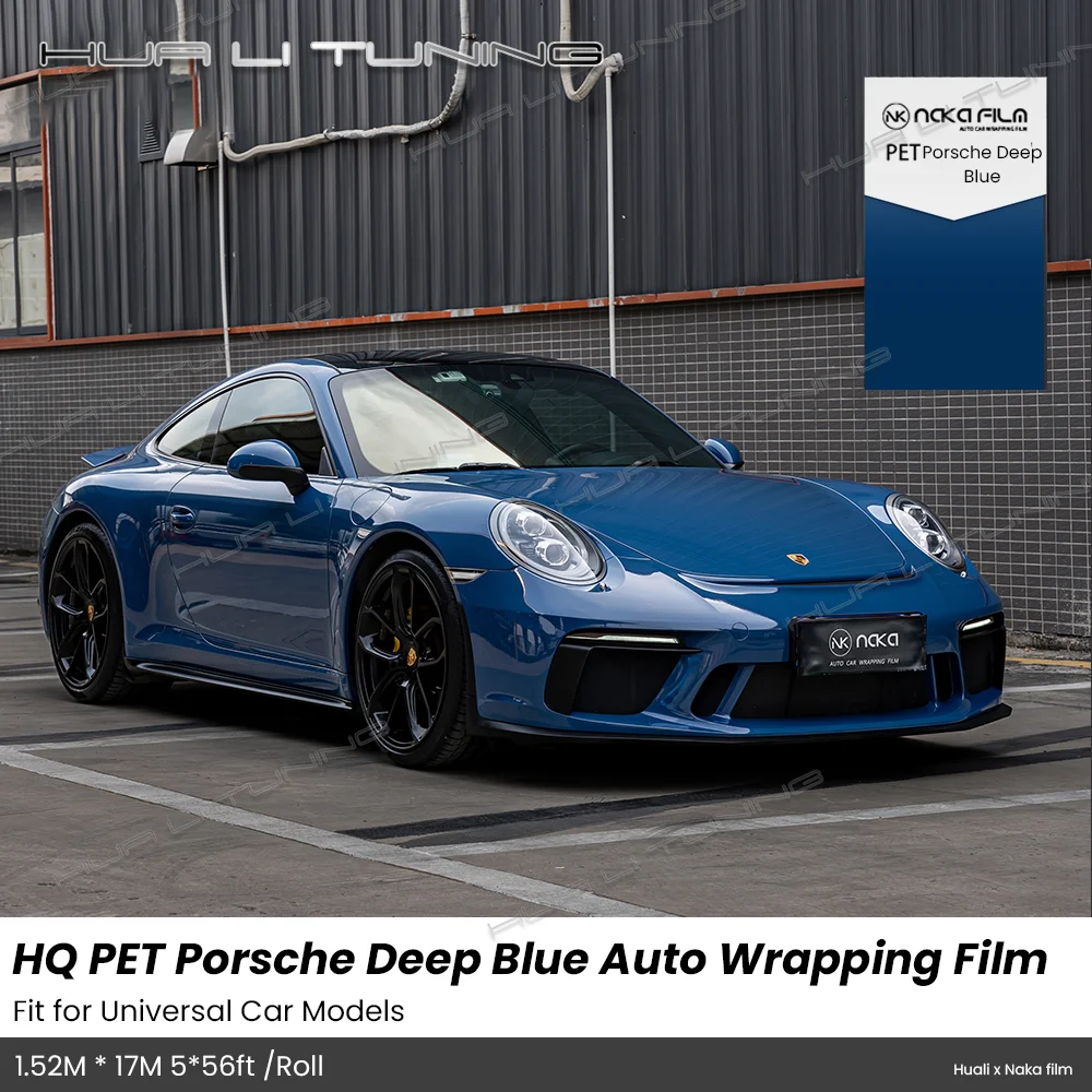 

For Car Wrapping Foil Liquid metallic Porsche Deep Blue vinyl Wrap LowTack Glue 152*17M/Roll 5x56ft Air Bubble Free HQ PET Film