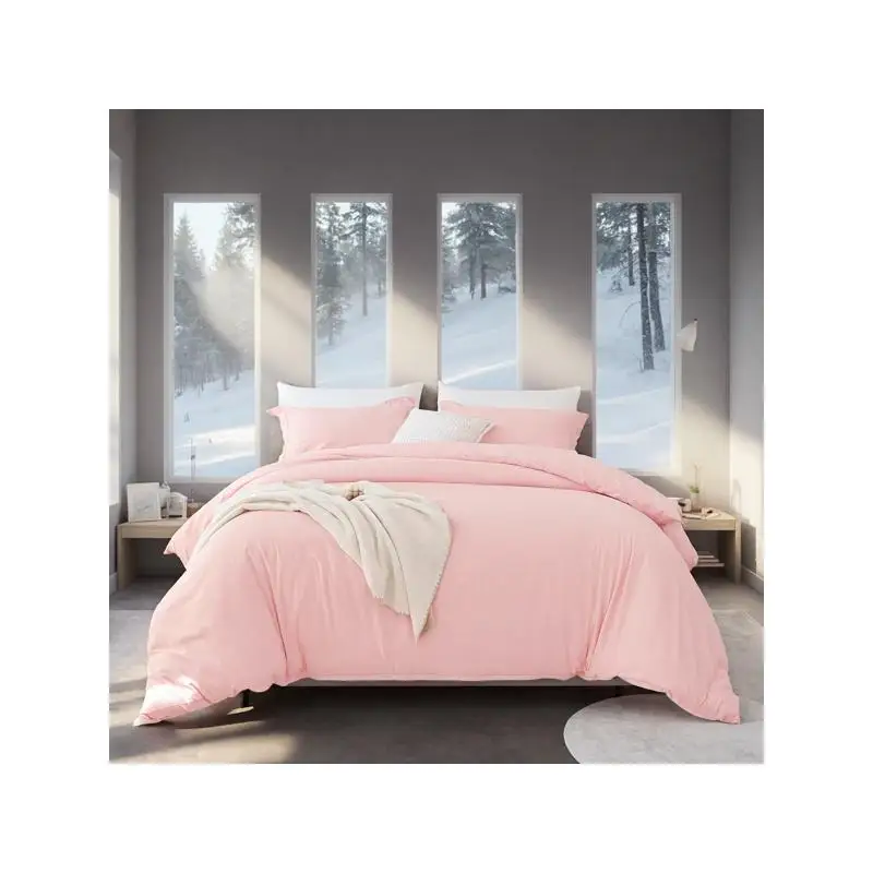 

Extra Large Pink Duvet Cover Set - 3 Piece with 1 Duvet Cover & 2 Pillowcases, Soft & Breathable Premium Microfiber, Luxurious