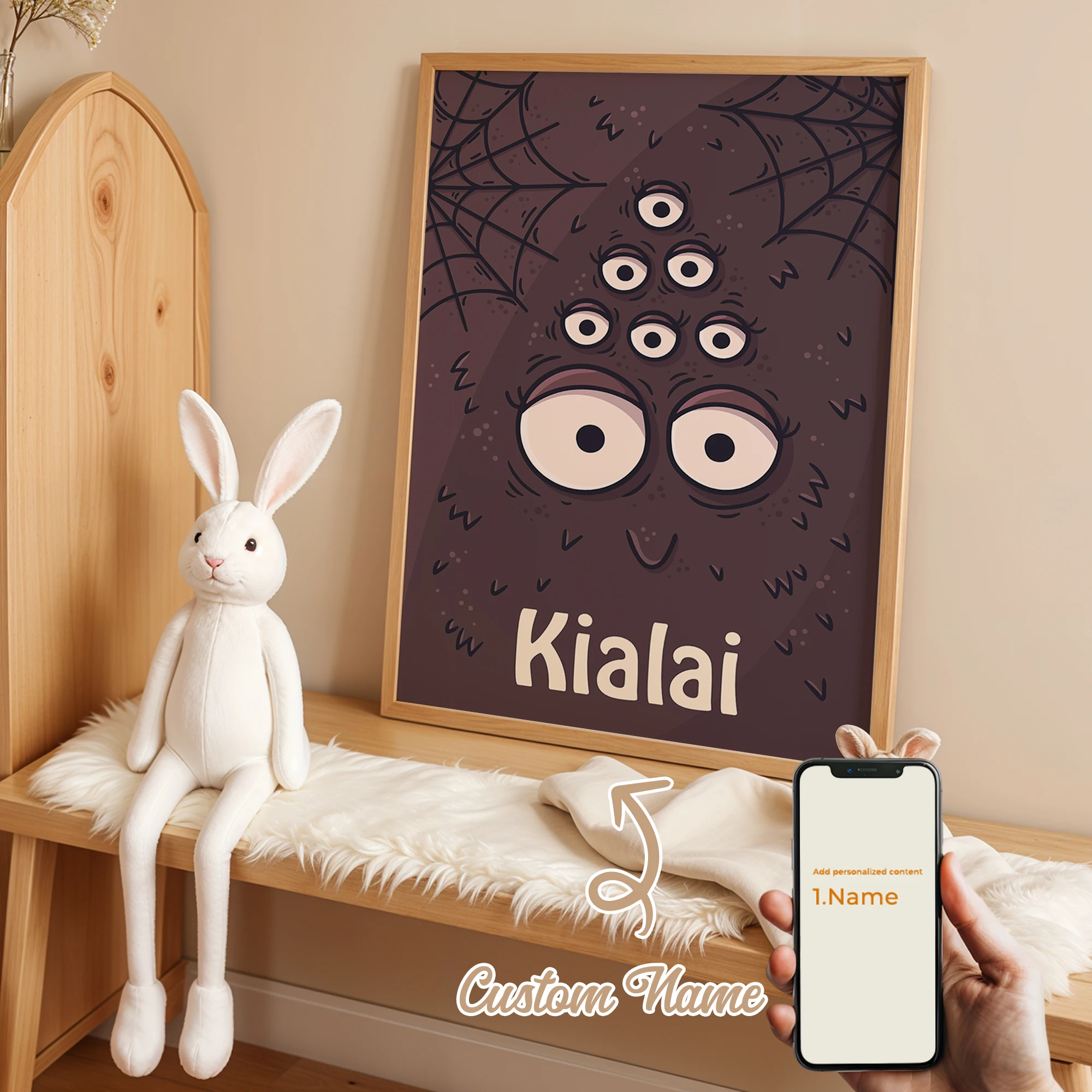 

1pcs Personalized Custom Name Halloween Scary Ghost Wall Art Print Picture For Halloween Living Room Kids Home Decor Gift