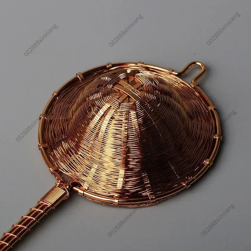 Japanese Style Pure Copper Tea Strainer Hand Woven Gold Mesh Silver Gilded Tea Filter Tea Ware Accessories