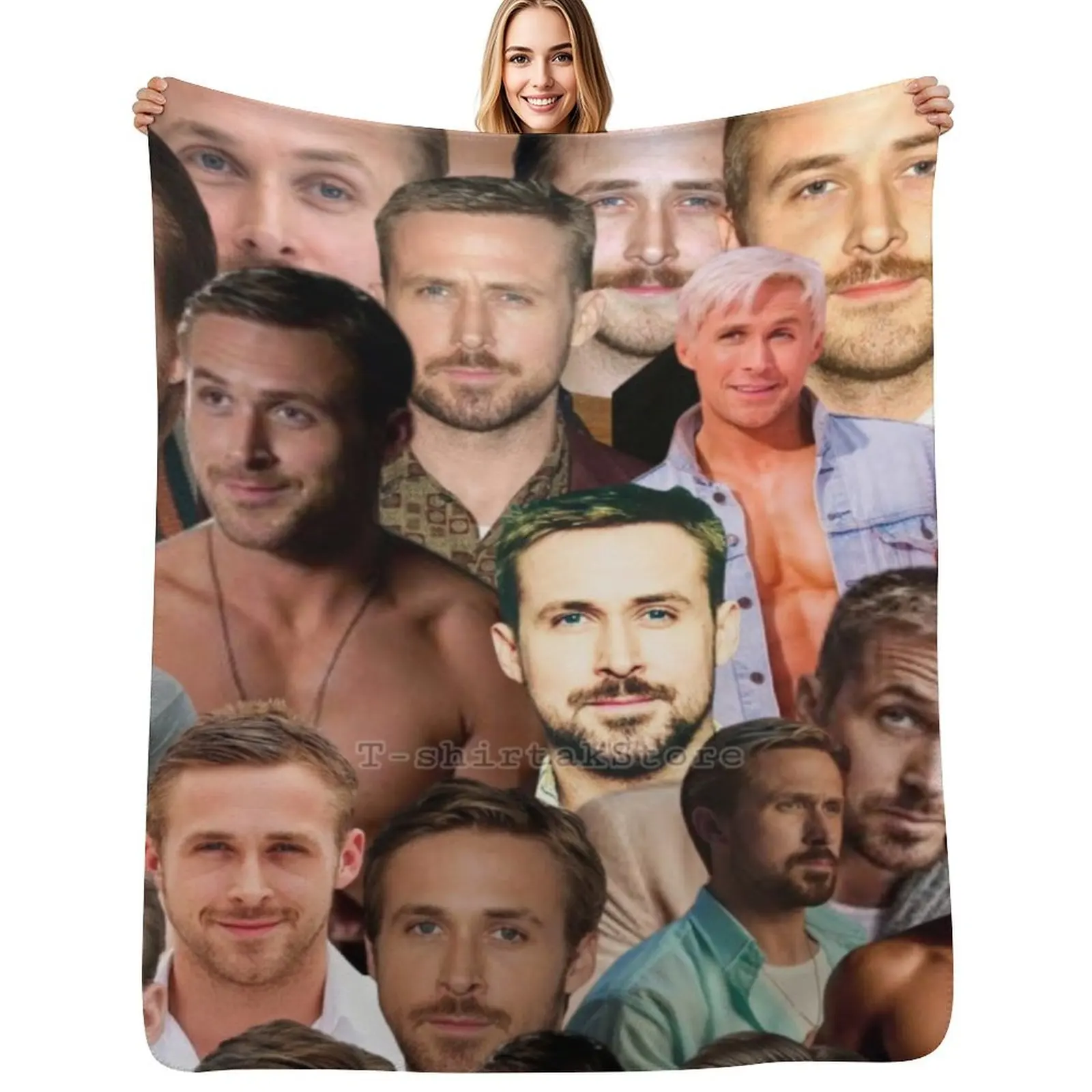 

Ryan Gosling Photo Collage Throw Blanket Luxury Designer valentine gift ideas Loose Custom Blankets