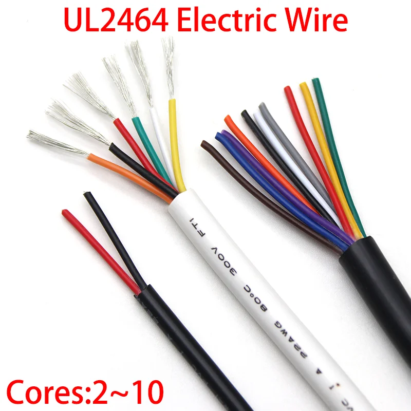 

2/5/10m Sheathed Wire UL2464 30 28 26 24 22 20 18 16AWG Tinned Copper Signal Cable 2 3 4 5 6 7 8 10 Core Electronic Audio Wires