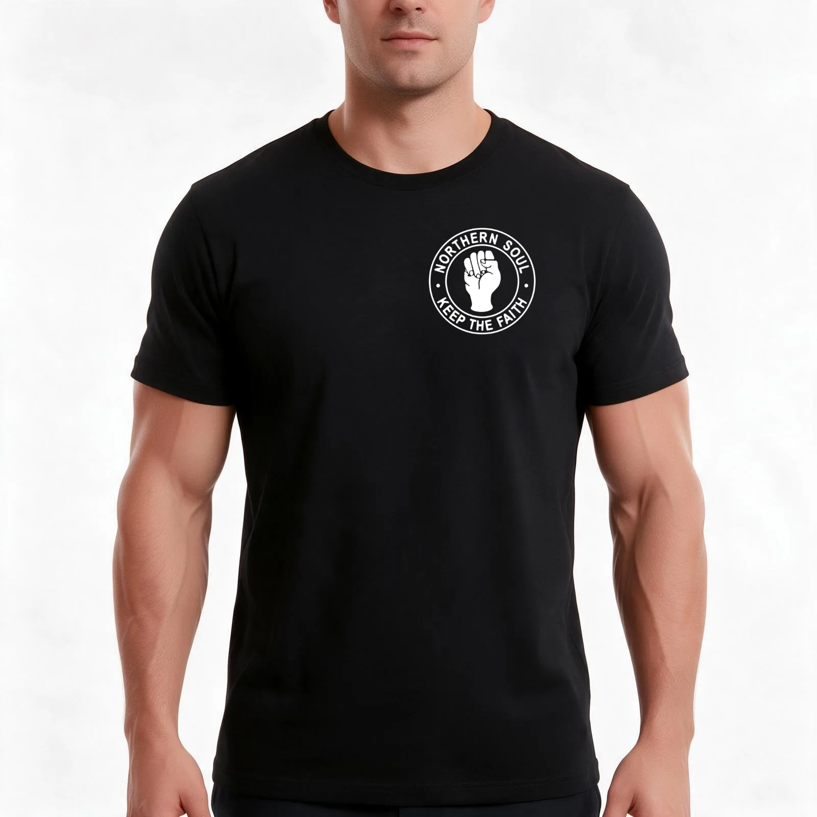 Northern Soul Keep The Faith classic Logo T-Shirt, Summer Casual Cotton Tee, Oversized Streetwear Tops, Vintage Graphic Print