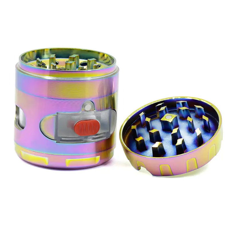 

Rainbow Metal Grinder 4 Parts Mesh Screen Pollen Catcher with Drawer Spice 63mm Grinder Crusher