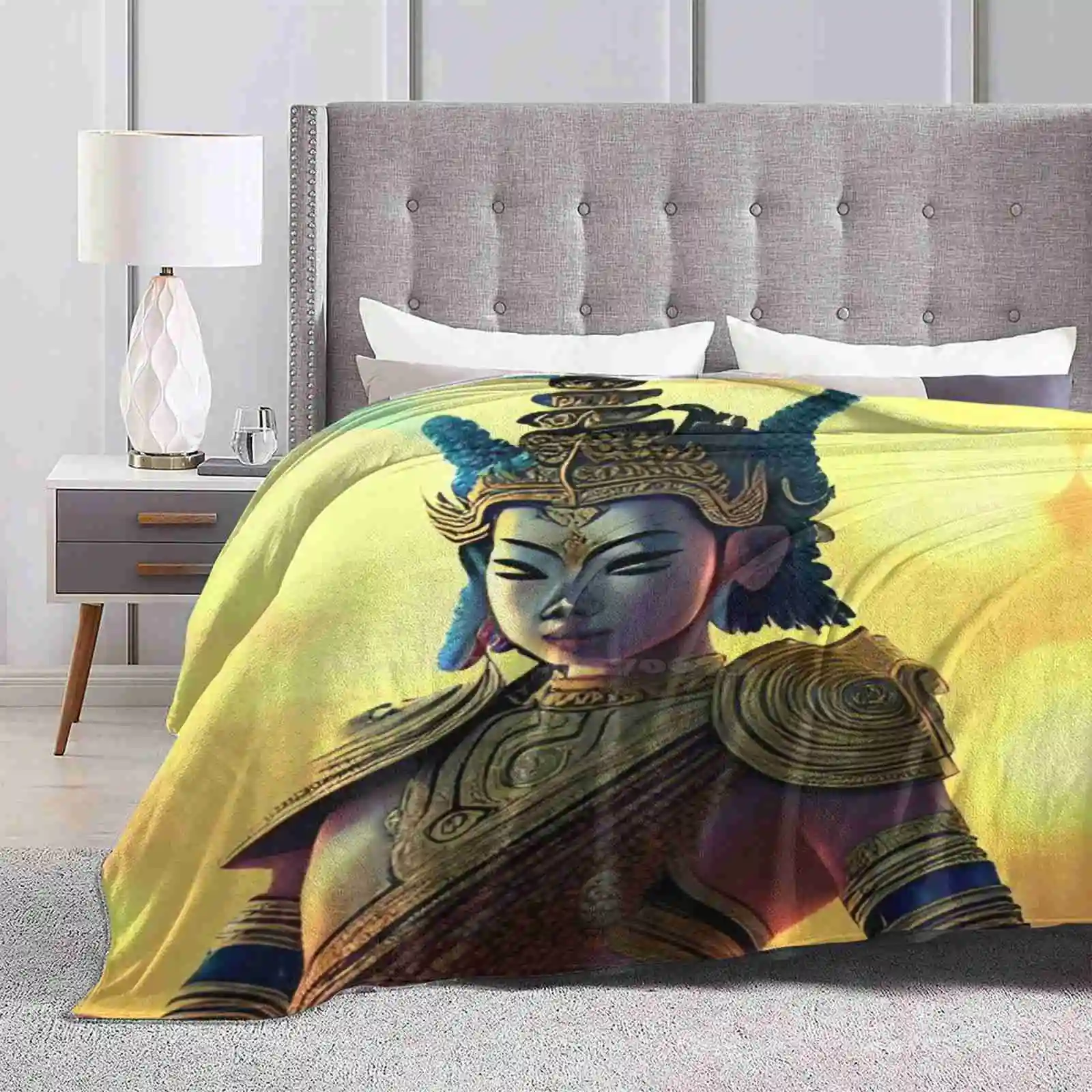 Galactic Apsara X Samurai New Selling Custom Print Flannel Soft Blanket Khmer Cambodia Fanart Comic Art Concept Mash Up Science