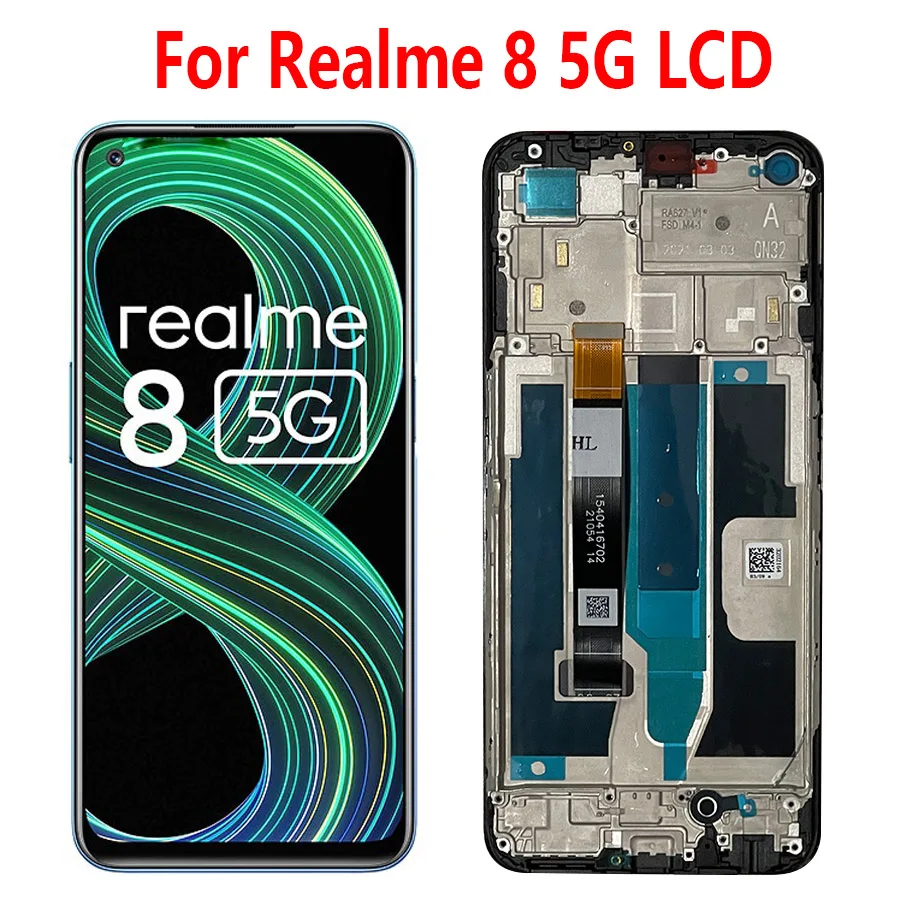 6.5\'\' IPS For Realme 8 5G LCD Display Touch Screen Digitizer Assembly For Realme 8 5G LCD With Frame RMX3241