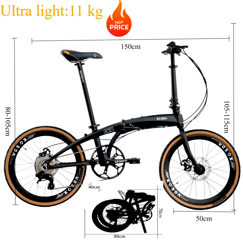 

22inch Aluminum Alloy Ultra-light and Portable Variable Speed Folding Bicycle Men's and Women Bike Cycling