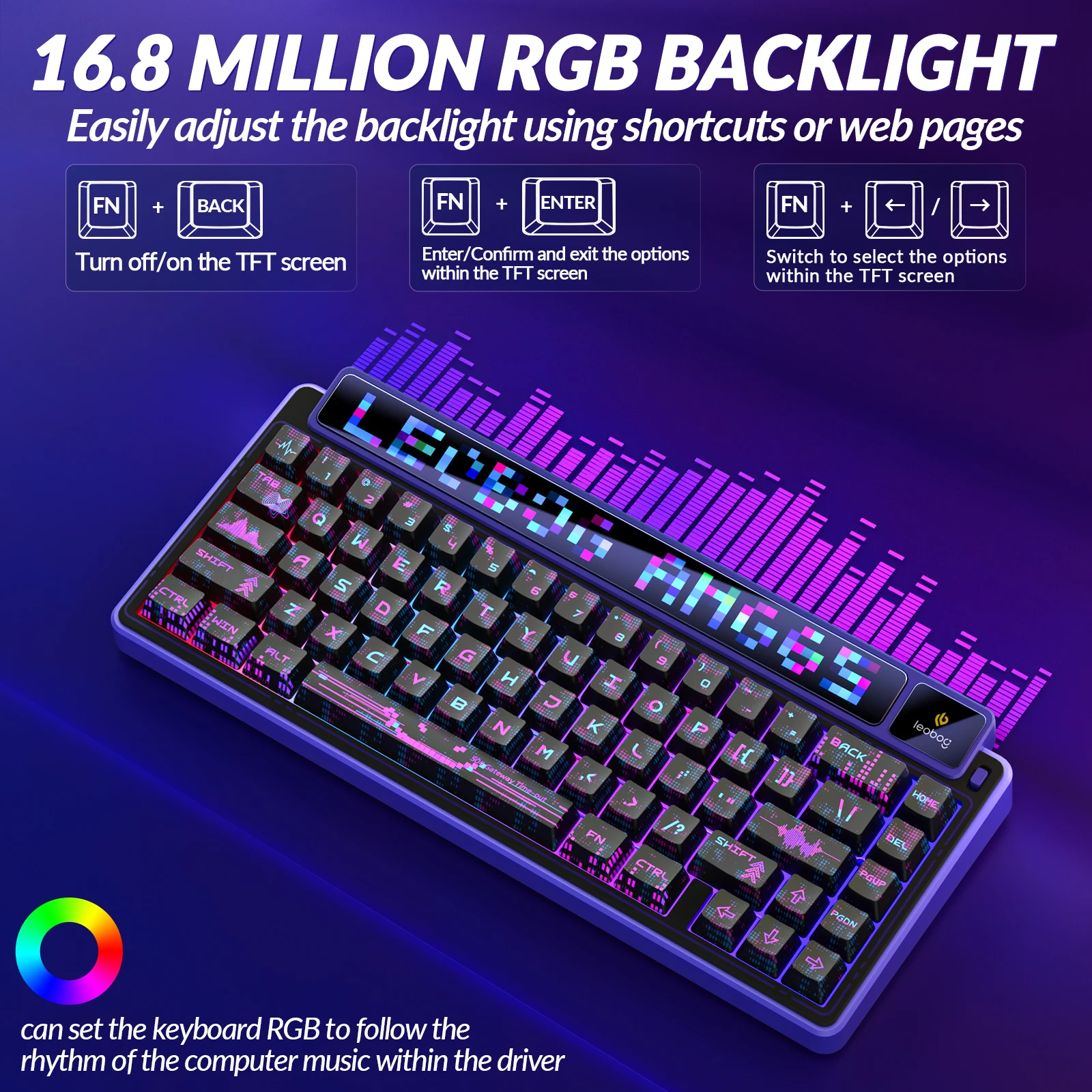 LEOBOG AMG65 Tri-mode Mechanical Keyboard Custom TFT Dual-Screen Hot-swap Gasket Structure Silent Switch Low Noise Keyboard